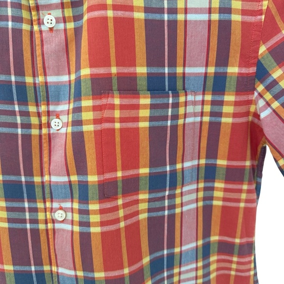 CREWCUTS 100% Cotton Red Plaid Short Sleeve Button Up Shirt Size 14 - Picture 4 of 11